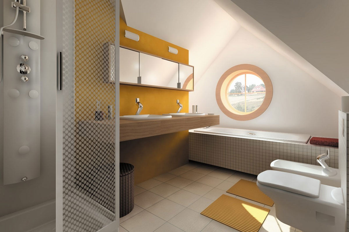 Namo projektas su mansarda 173 m²: 3 Miegamieji, 2 Vonios, Garažas