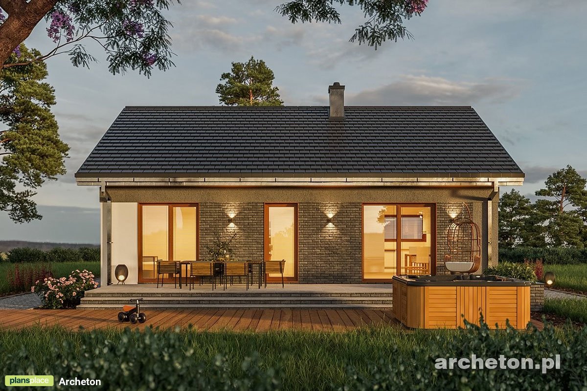 3-Bedroom, 900 Sq Ft European House Plan with Gable Roof