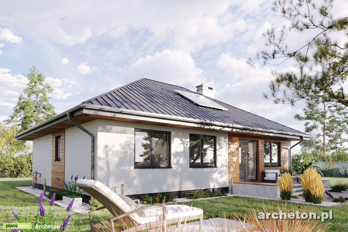 European Plan with Fireplace in center of House and Hip Roof