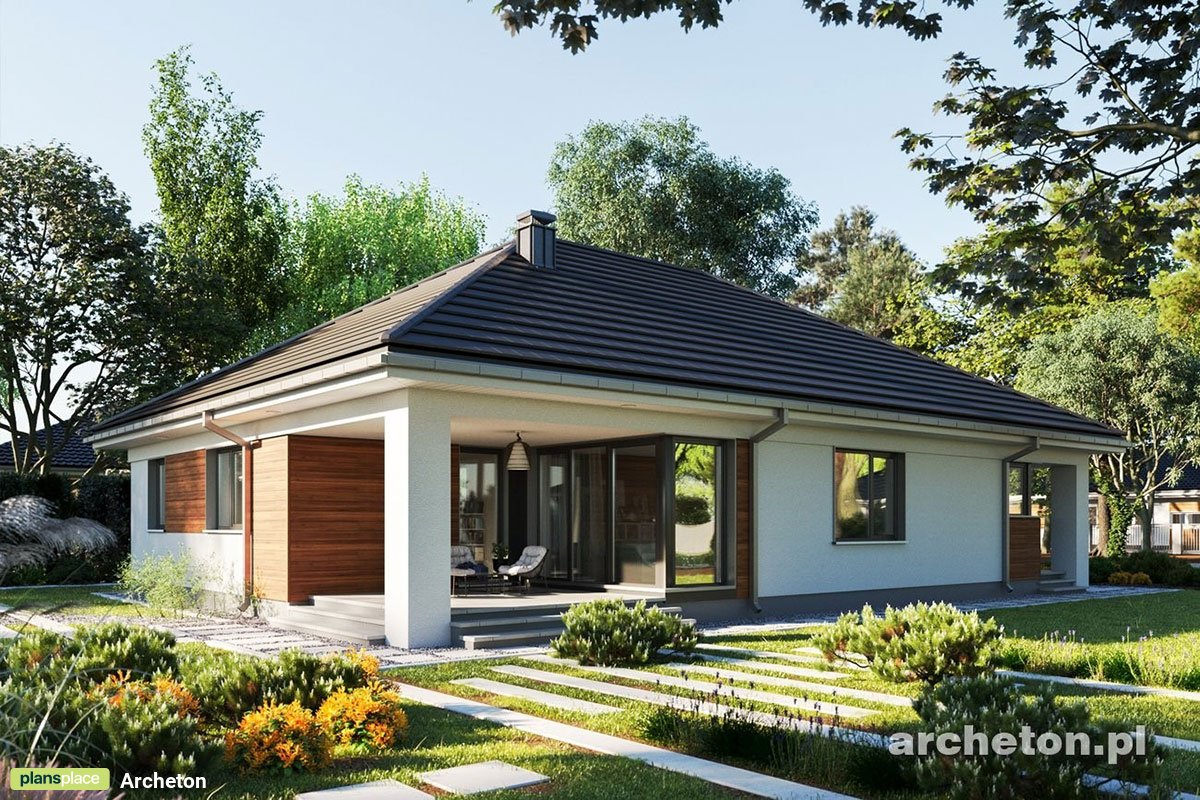Vieno aukšto namo projektas 151 m²: 3 Miegamieji, 2 Vonios, Atvira virtuvė, Garažas