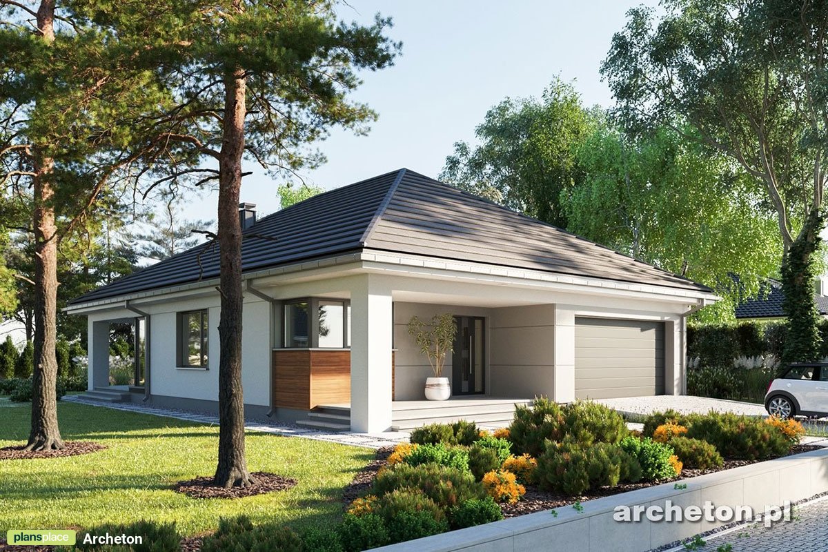 Single Level Home Plan with Hip Roof and 2-Car Garage