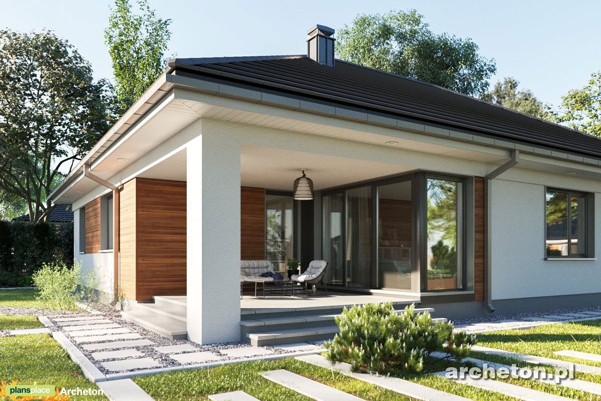 Vieno aukšto namo projektas 151 m²: 3 Miegamieji, 2 Vonios, Atvira virtuvė, Garažas