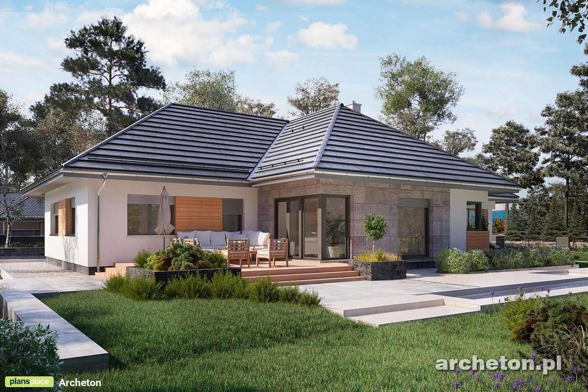 Vieno aukšto namo projektas 190 m²: 4 Miegamieji, 3 Vonios, Atvira virtuvė, Garažas