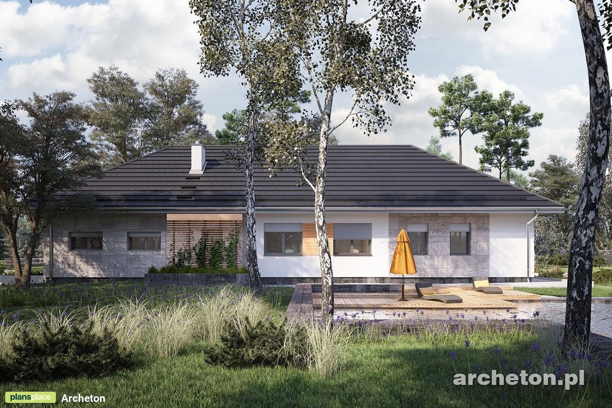 Vieno aukšto namo projektas 190 m²: 4 Miegamieji, 3 Vonios, Atvira virtuvė, Garažas