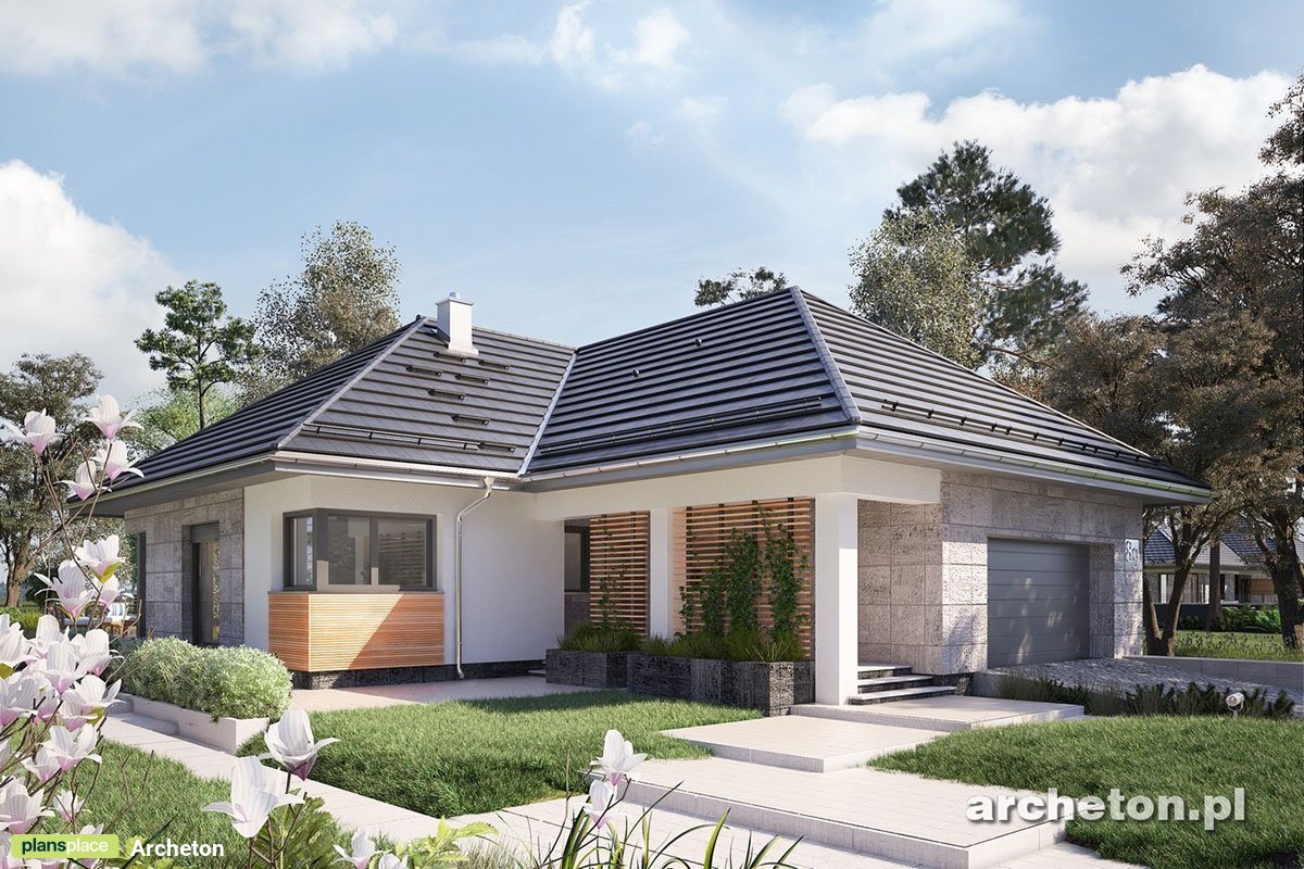 Vieno aukšto namo projektas 190 m²: 4 Miegamieji, 3 Vonios, Atvira virtuvė, Garažas