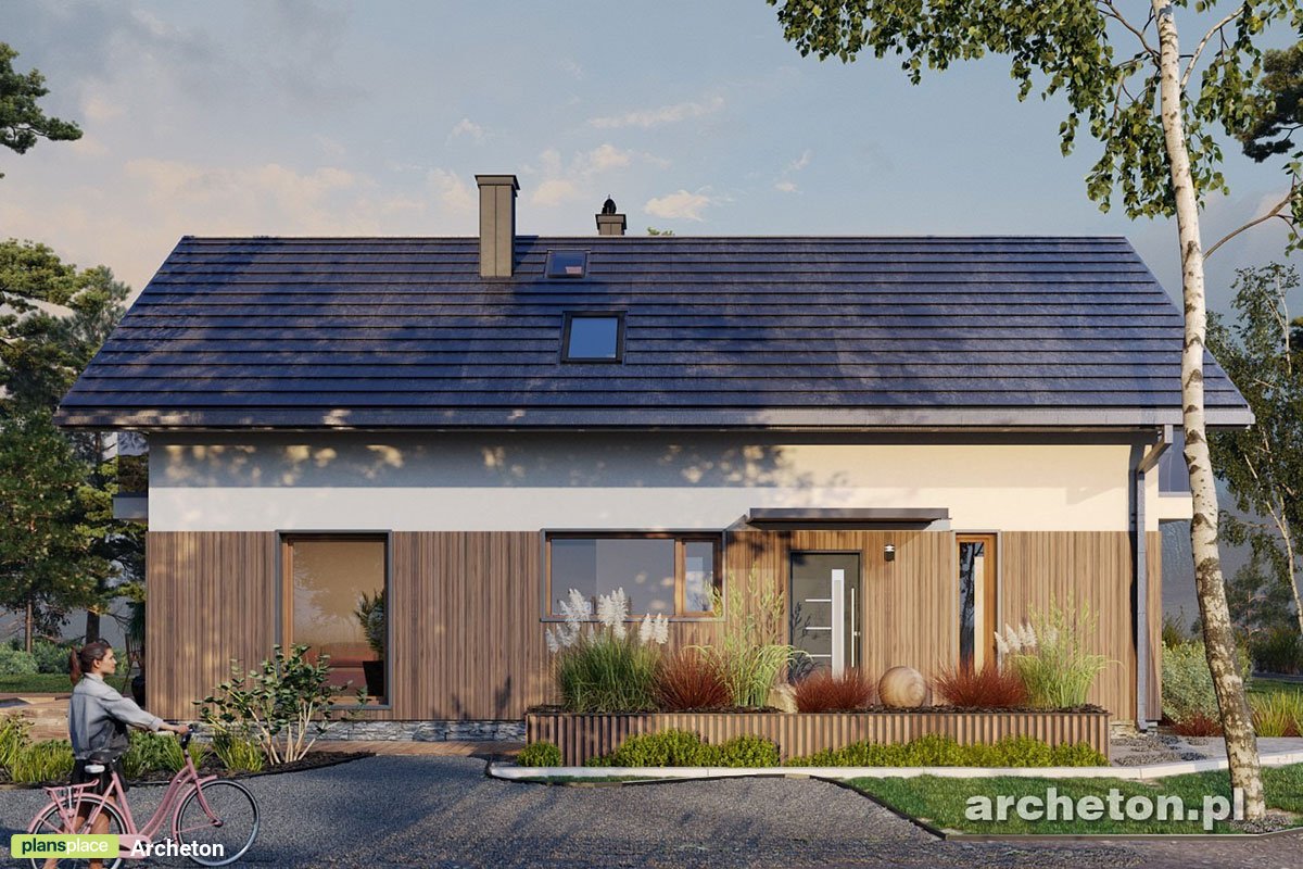 Namo projektas su mansarda 136 m²: 4 Miegamieji, 2 Vonios, Atvira virtuvė, be Garažo