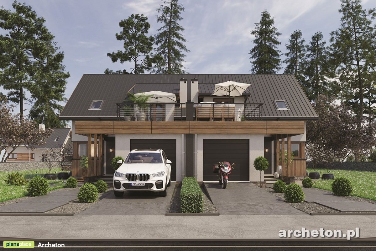 House Plan for Two Families with Garage Extension Forward