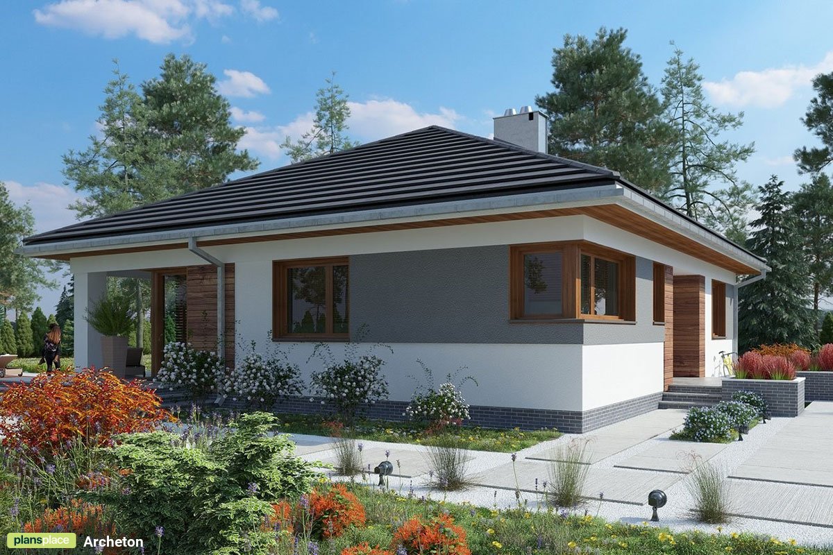 One Level Bungalow Floor Plan with Open Floor Plan and 4 Beds