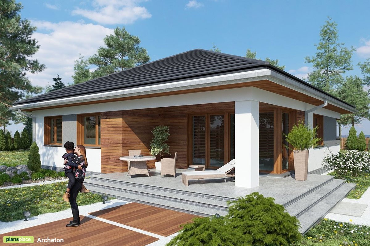 One Level Bungalow Floor Plan with Open Floor Plan and 4 Beds