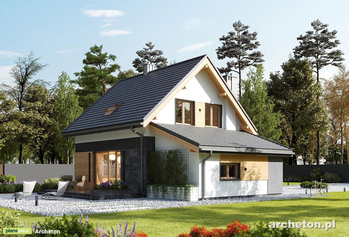 Gable Roof House Plan with Rear Deck and 1-Car Garage