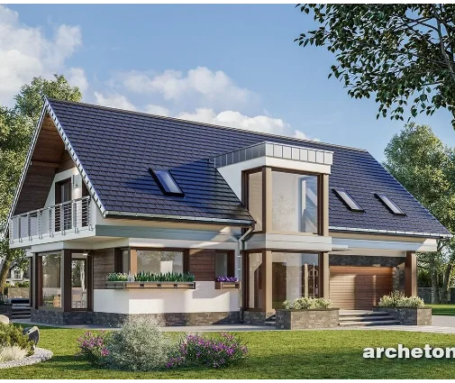 Miniatiūra 1 – Namo projektas su mansarda 250 m², 5 Miegamieji — 23361R