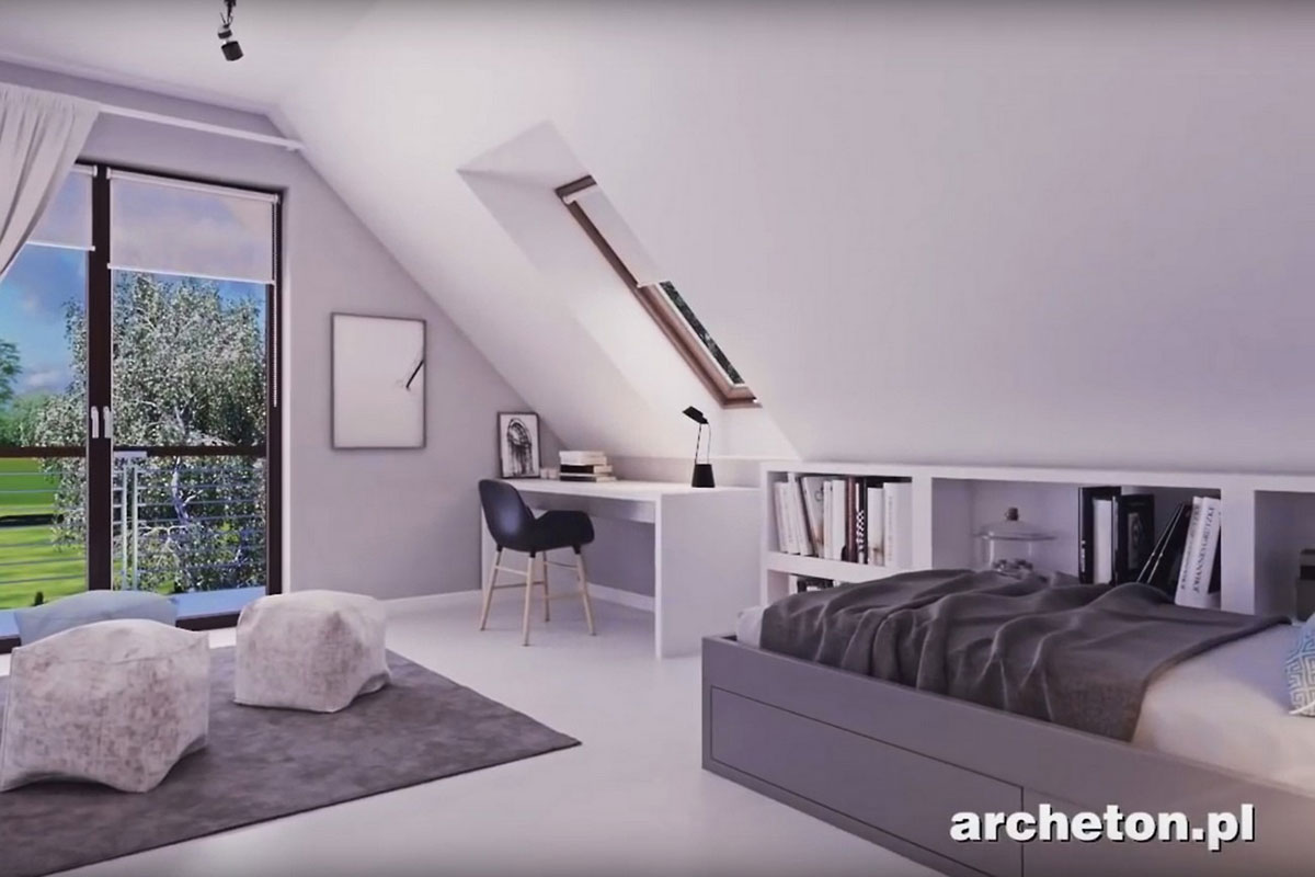 Namo projektas su mansarda 250 m²: 5 Miegamieji, 3 Vonios, Atvira virtuvė, Garažas
