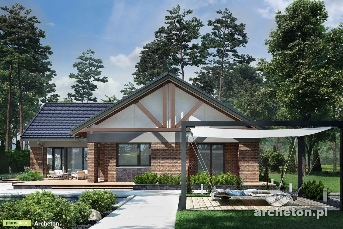 Vieno aukšto namo projektas 180 m²: 3 Miegamieji, Darbo kambarys, 2 Vonios, Atvira virtuvė, Garažas