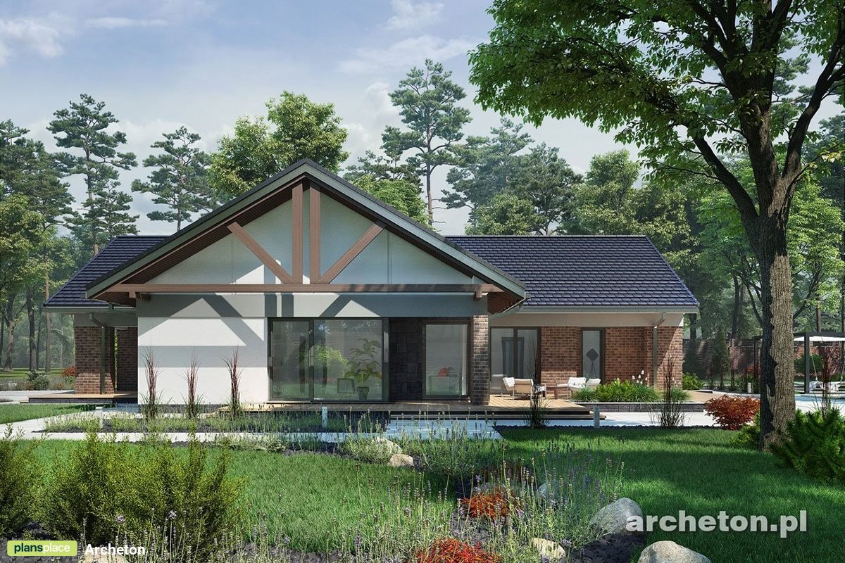 Vieno aukšto namo projektas 180 m²: 3 Miegamieji, Darbo kambarys, 2 Vonios, Atvira virtuvė, Garažas