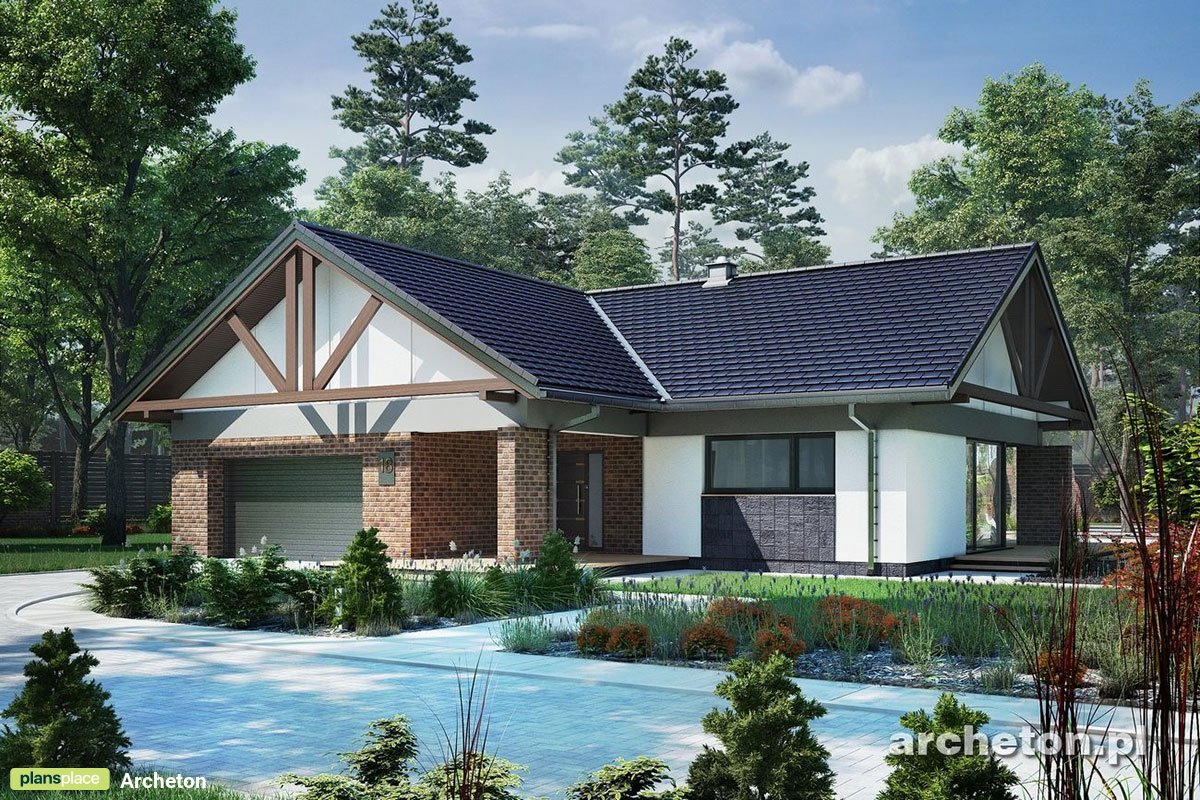 Vieno aukšto namo projektas 180 m²: 3 Miegamieji, Darbo kambarys, 2 Vonios, Atvira virtuvė, Garažas