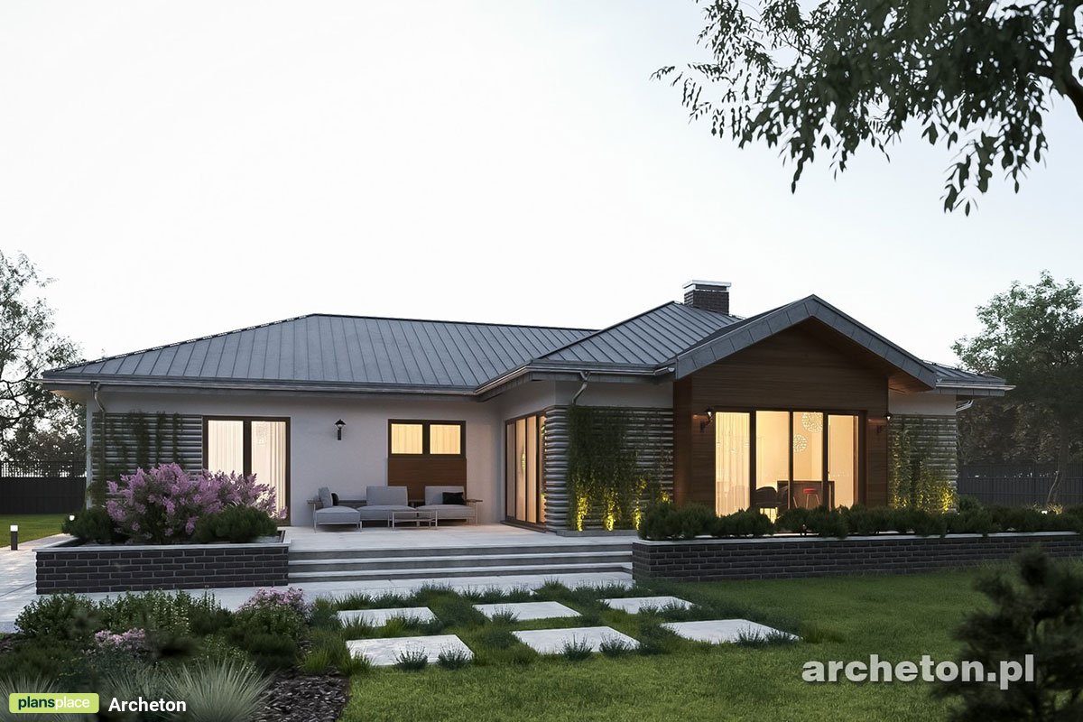 Vieno aukšto namo projektas 193 m²: 3 Miegamieji, Darbo kambarys, 3 Vonios, Atvira virtuvė, Garažas