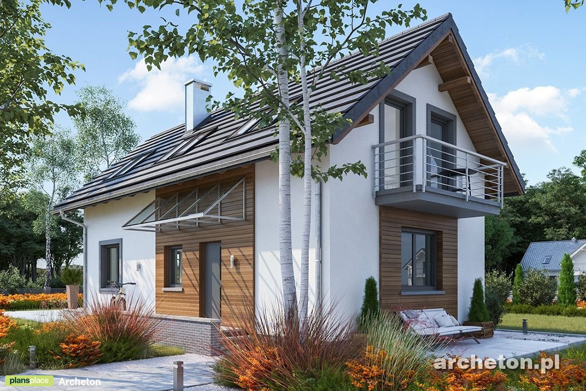 Namo projektas su mansarda 129 m²: 4 Miegamieji, 2 Vonios, be Garažo