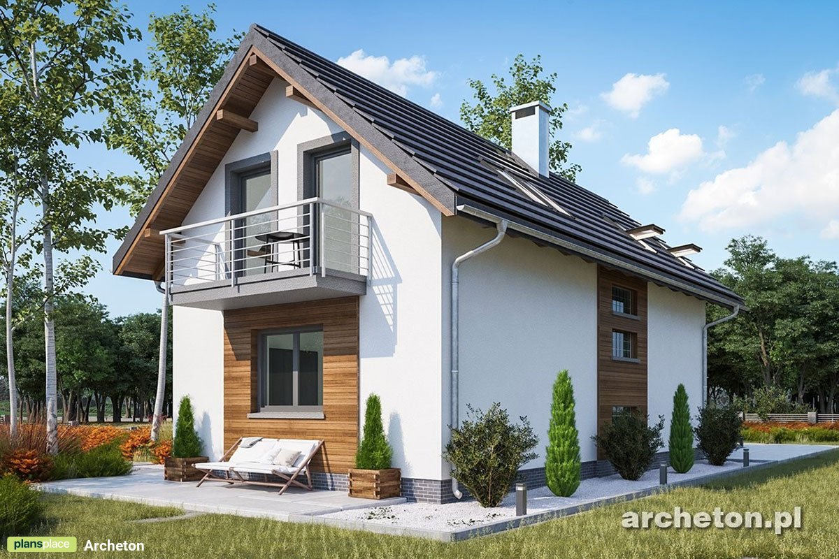 Namo projektas su mansarda 129 m²: 4 Miegamieji, 2 Vonios, be Garažo
