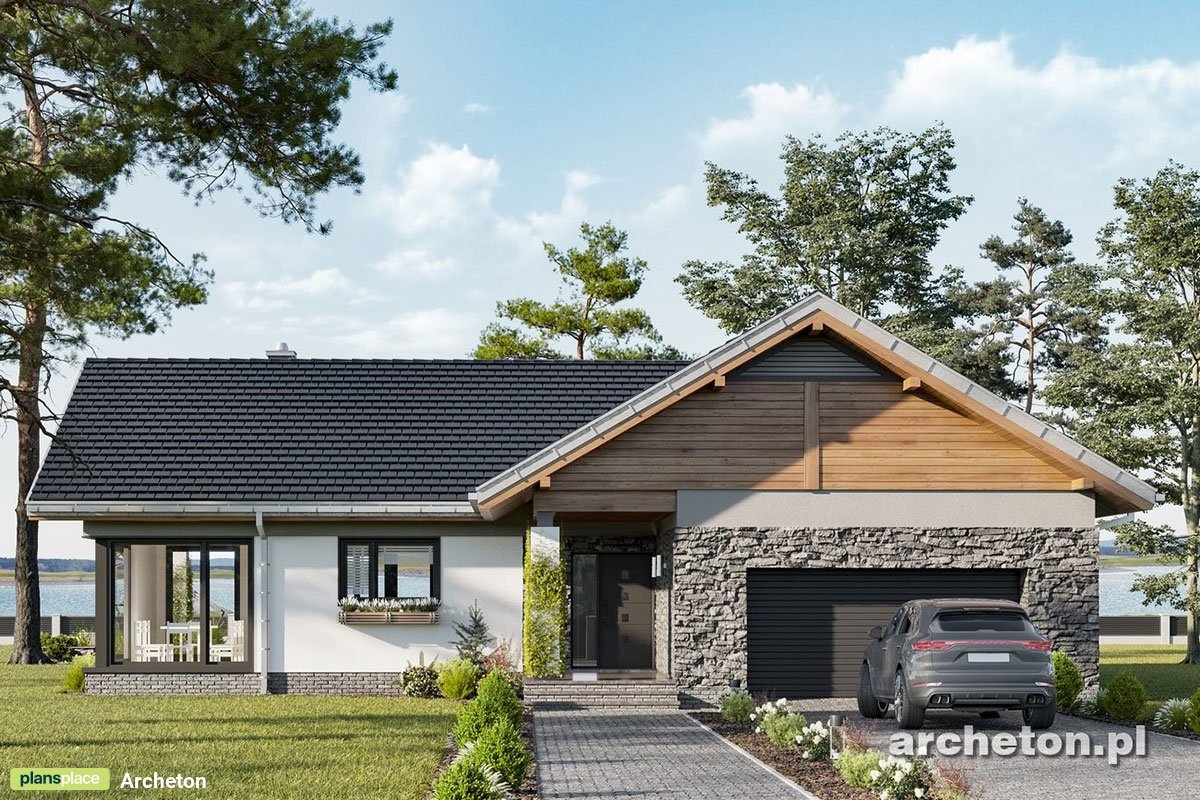 Vieno aukšto namo projektas 177 m²: 3 Miegamieji, 2 Vonios, Atvira virtuvė, Garažas