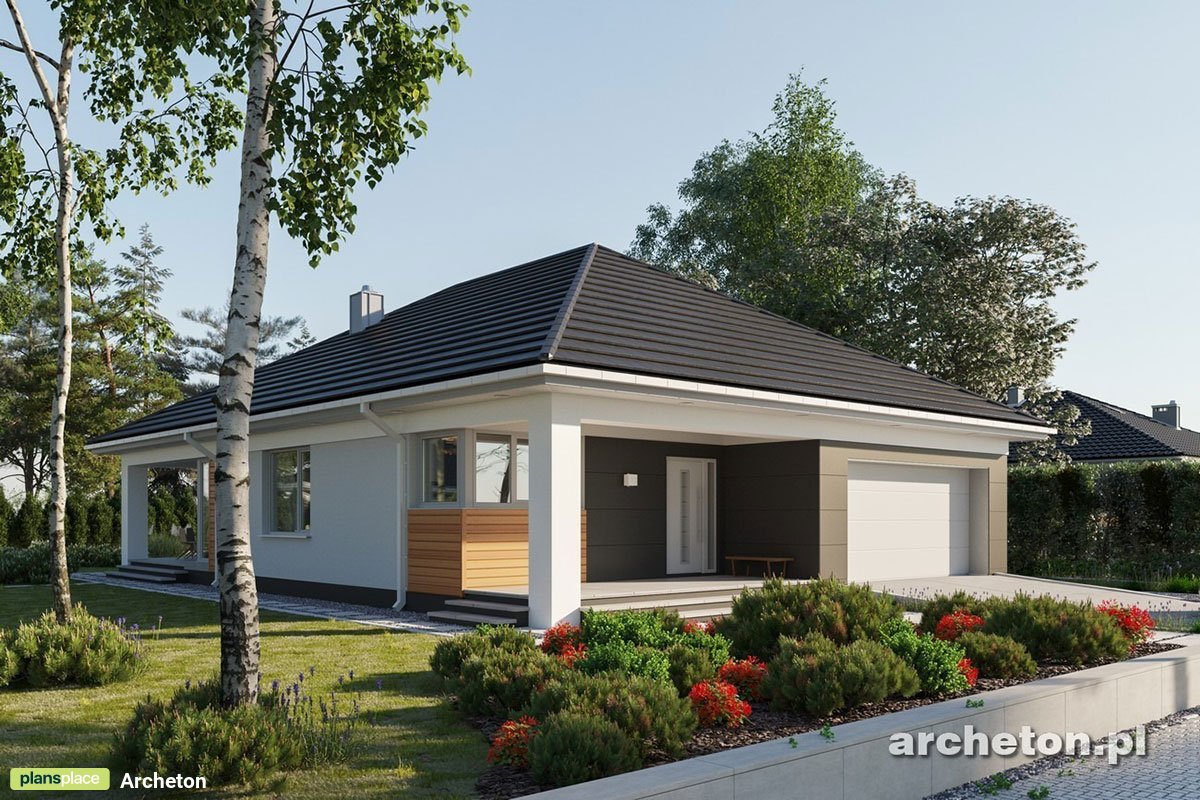Vieno aukšto namo projektas 153 m²: 3 Miegamieji, Darbo kambarys, 2 Vonios, Atvira virtuvė, Garažas