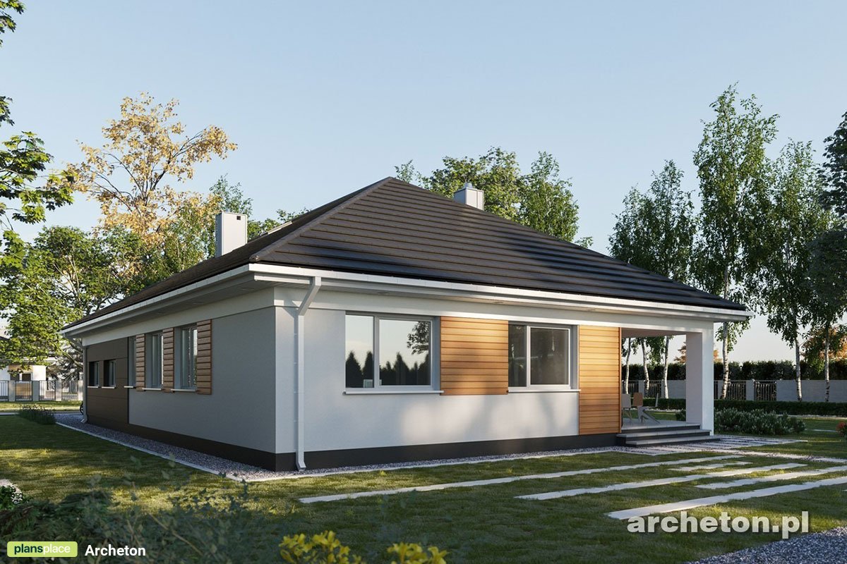 Vieno aukšto namo projektas 153 m²: 3 Miegamieji, Darbo kambarys, 2 Vonios, Atvira virtuvė, Garažas