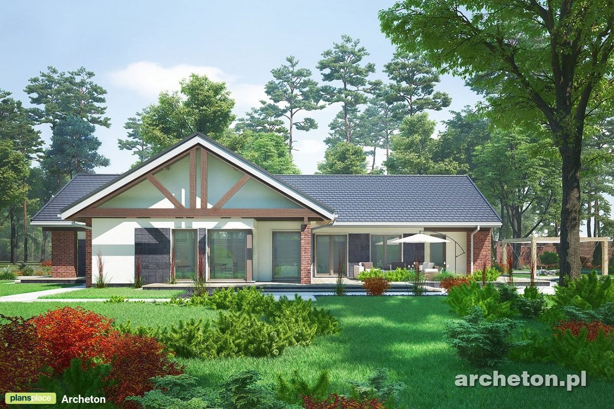 Vieno aukšto namo projektas 206 m²: 4 Miegamieji, 3 Vonios, Atvira virtuvė, Garažas