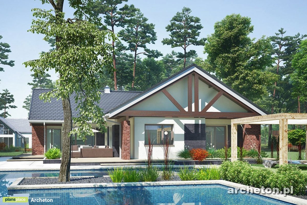 Vieno aukšto namo projektas 206 m²: 4 Miegamieji, 3 Vonios, Atvira virtuvė, Garažas