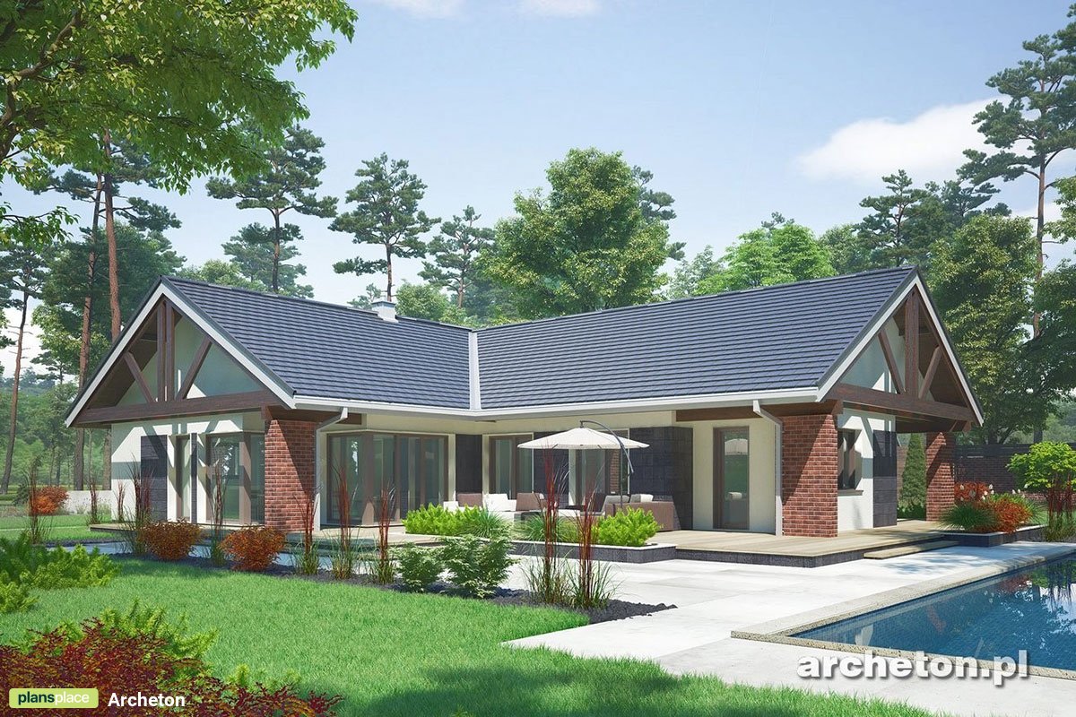 Vieno aukšto namo projektas 206 m²: 4 Miegamieji, 3 Vonios, Atvira virtuvė, Garažas