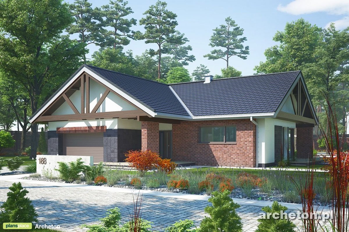 Vieno aukšto namo projektas 206 m²: 4 Miegamieji, 3 Vonios, Atvira virtuvė, Garažas
