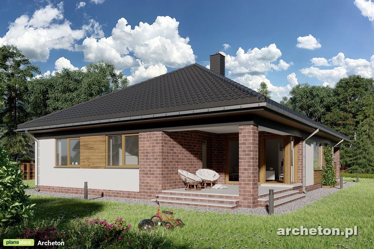 Vieno aukšto namo projektas 164 m²: 4 Miegamieji, 2 Vonios, Atvira virtuvė, Garažas