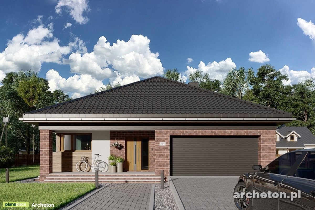 Vieno aukšto namo projektas 164 m²: 4 Miegamieji, 2 Vonios, Atvira virtuvė, Garažas