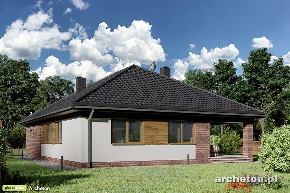 Vieno aukšto namo projektas 164 m²: 4 Miegamieji, 2 Vonios, Atvira virtuvė, Garažas