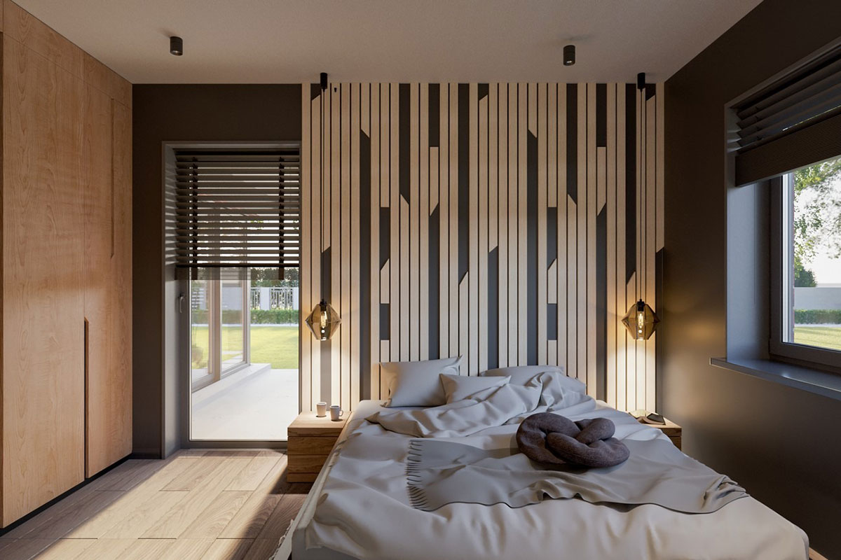 Vieno aukšto namo projektas 164 m²: 4 Miegamieji, 2 Vonios, Atvira virtuvė, Garažas