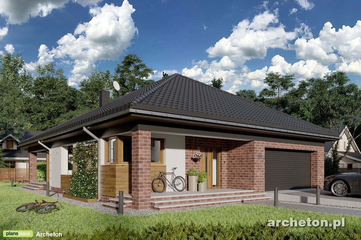 Vieno aukšto namo projektas 164 m²: 4 Miegamieji, 2 Vonios, Atvira virtuvė, Garažas