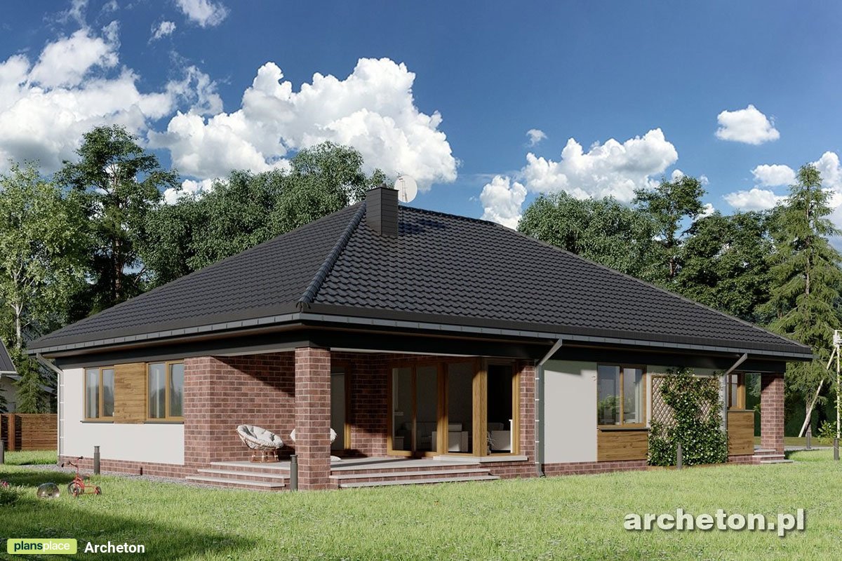 Vieno aukšto namo projektas 164 m²: 4 Miegamieji, 2 Vonios, Atvira virtuvė, Garažas