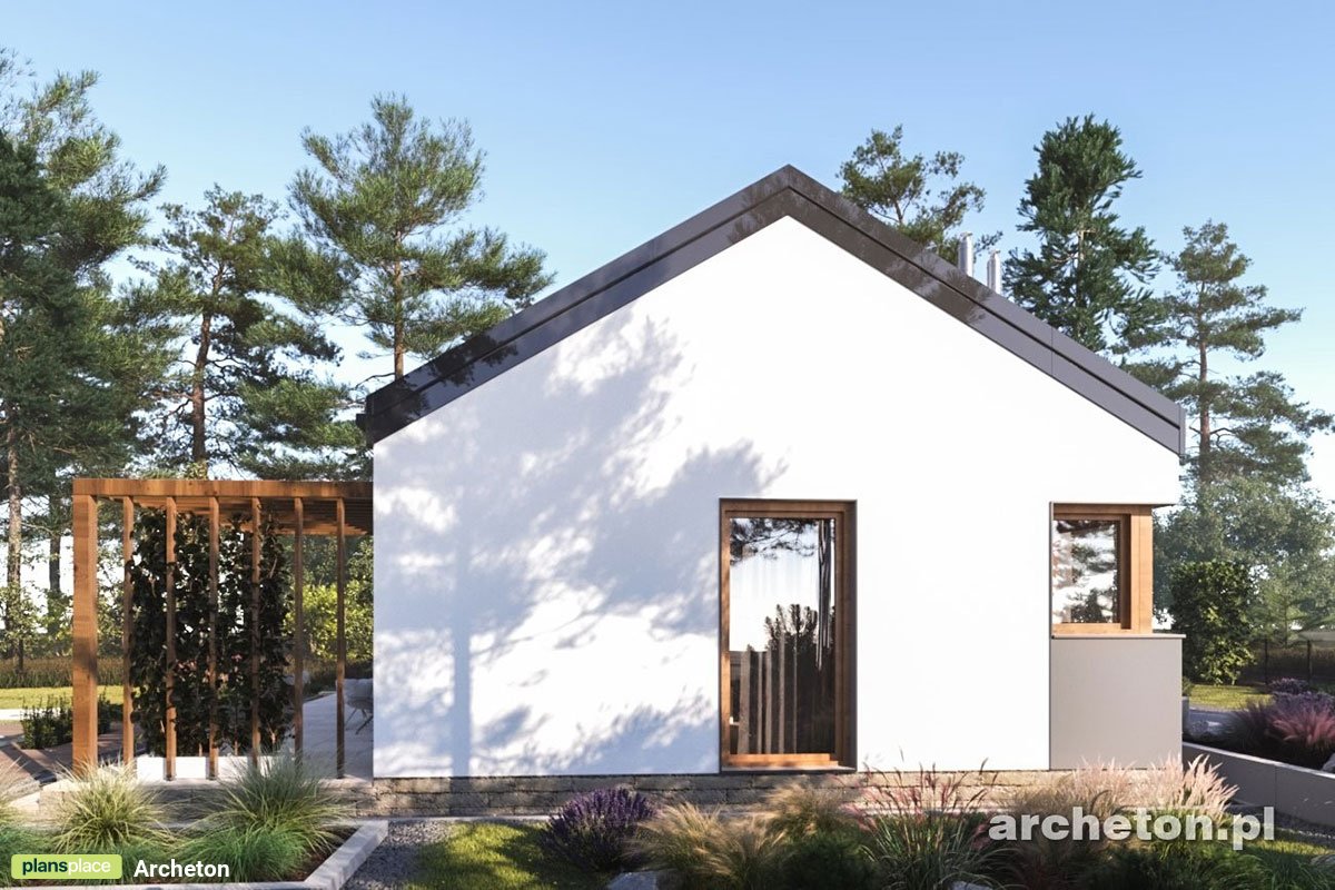 Vieno aukšto namo projektas 67 m²: 3 Miegamieji, 1 Vonios, Atvira virtuvė, be Garažo