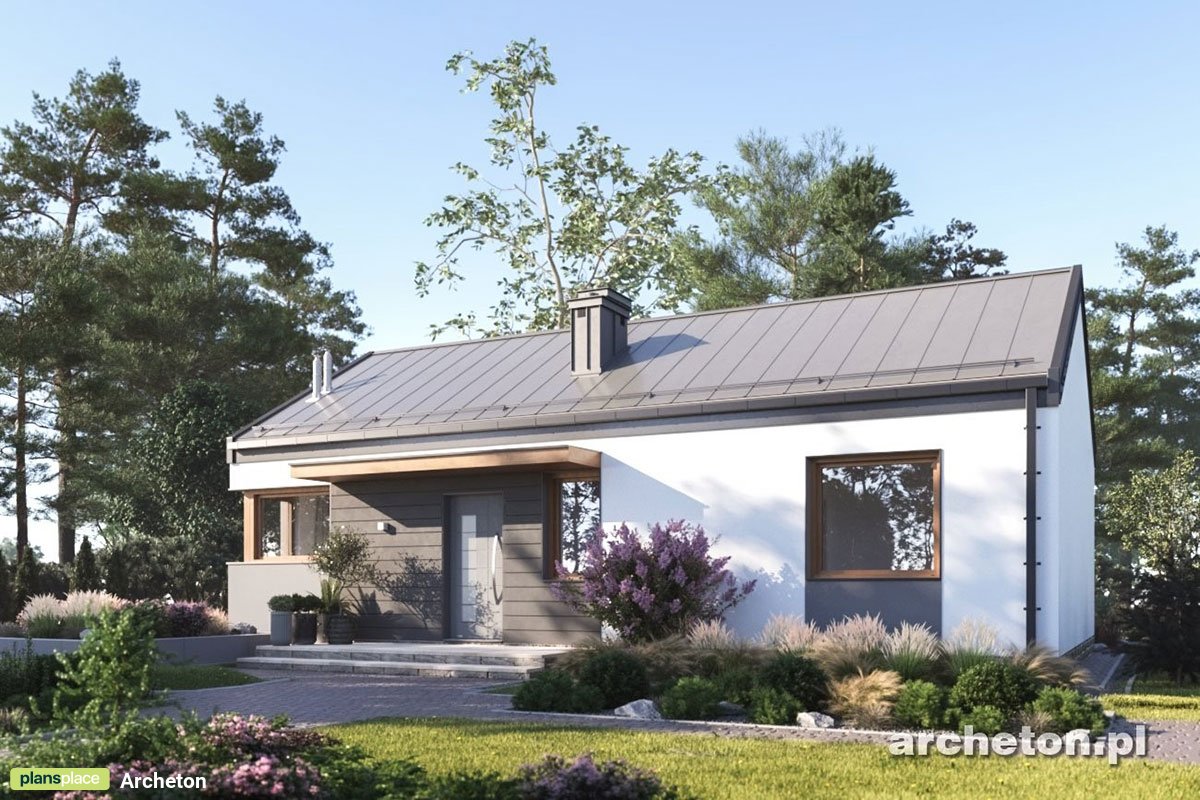 Vieno aukšto namo projektas 67 m²: 3 Miegamieji, 1 Vonios, Atvira virtuvė, be Garažo