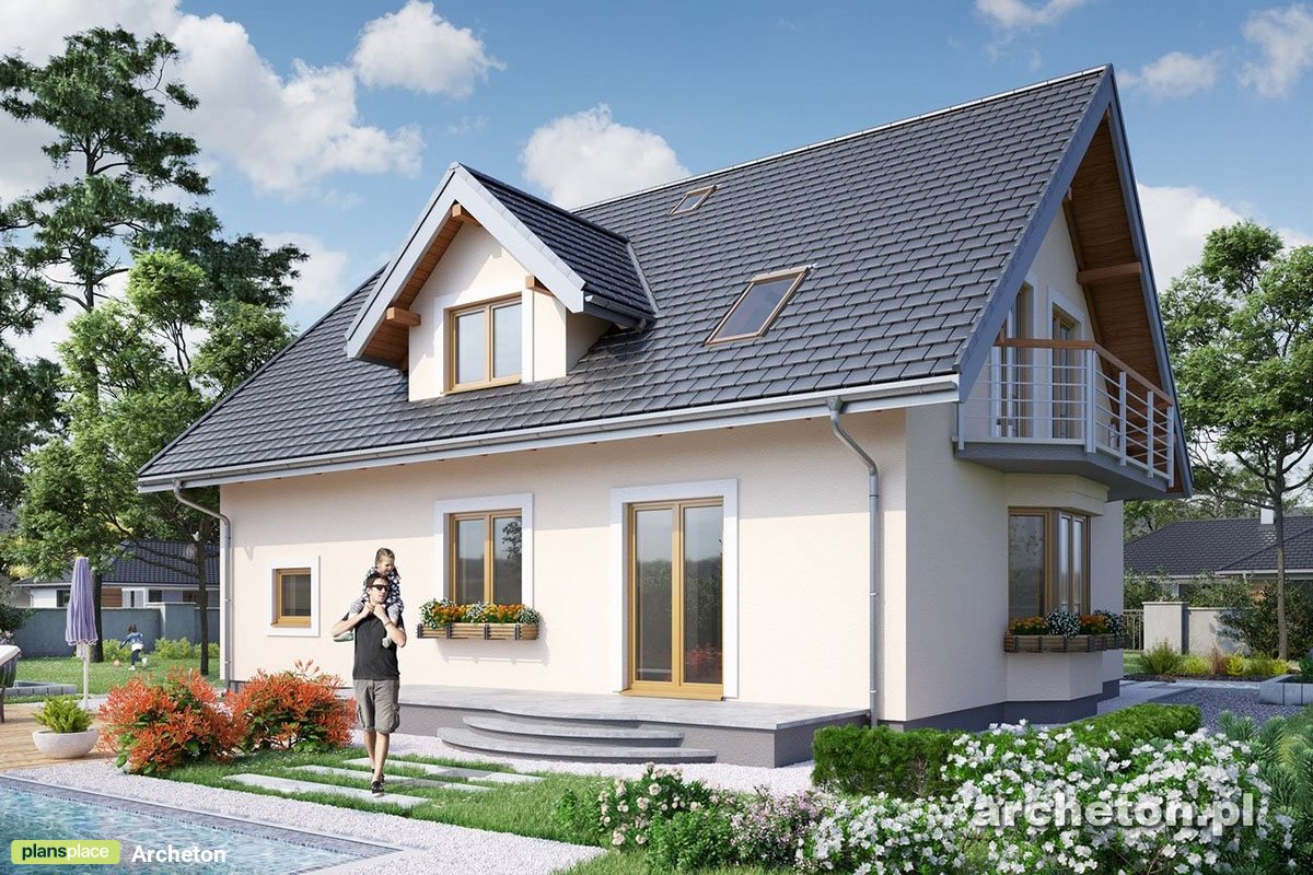 House Plan with Double Shed Dormer above Front Porch