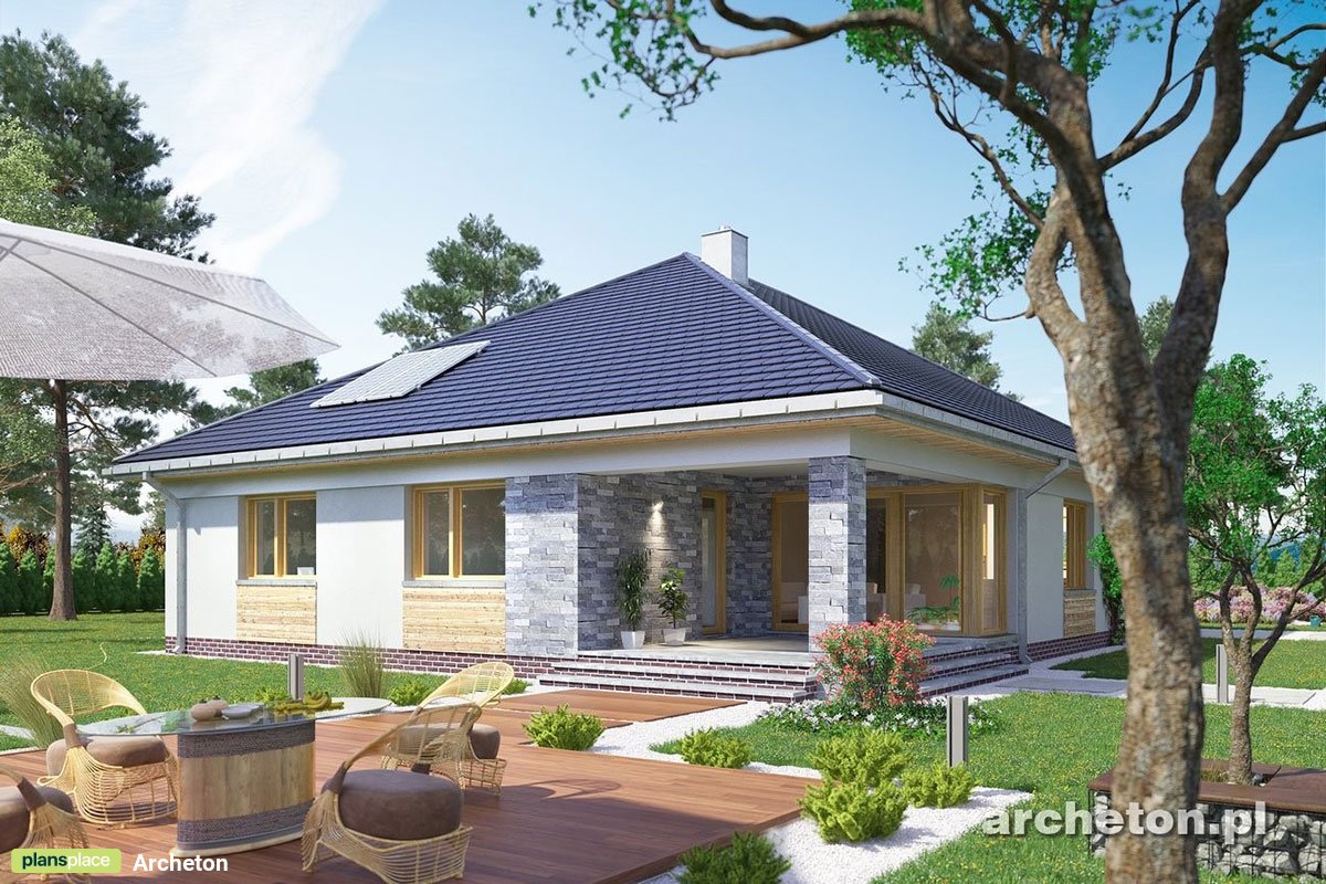 Vieno aukšto namo projektas 177 m²: 4 Miegamieji, 2 Vonios, Atvira virtuvė, Garažas