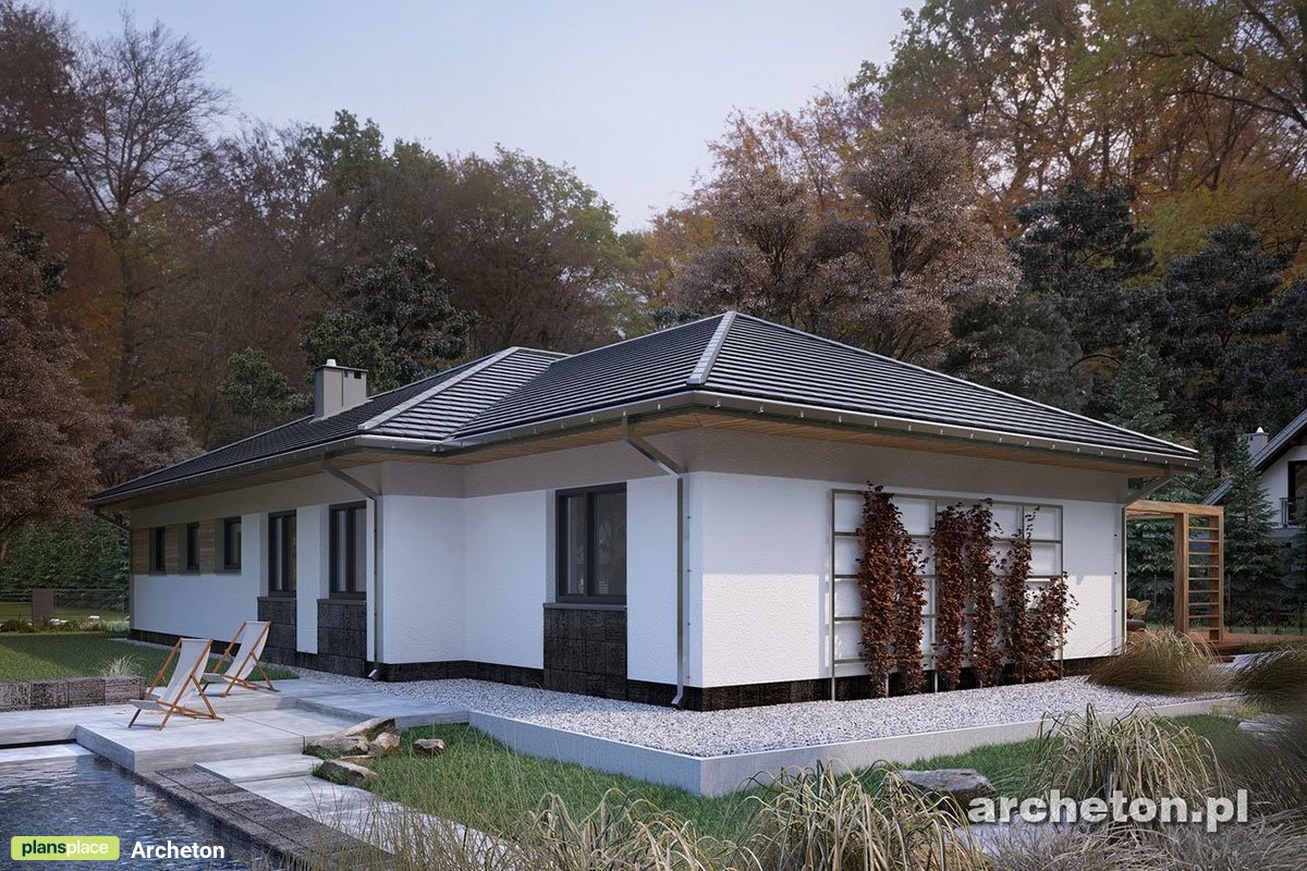Vieno aukšto namo projektas 194 m²: 4 Miegamieji, 3 Vonios, Atvira virtuvė, Garažas