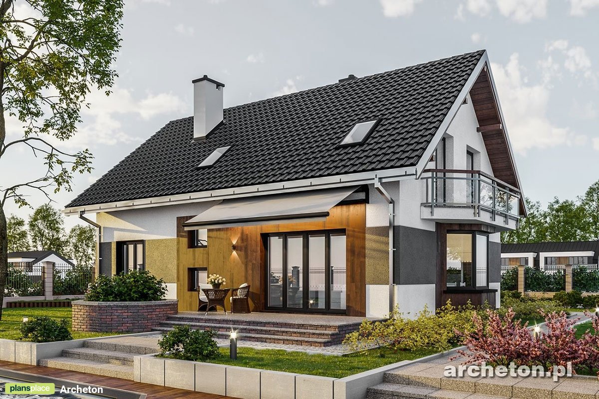 European House Plan with Bay Window and 3 Balconies