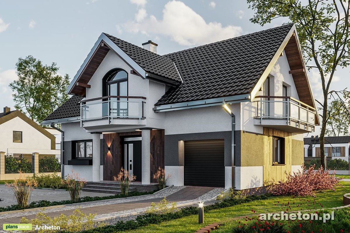 Namo projektas su mansarda 187 m²: 4 Miegamieji, 2 Vonios, Garažas