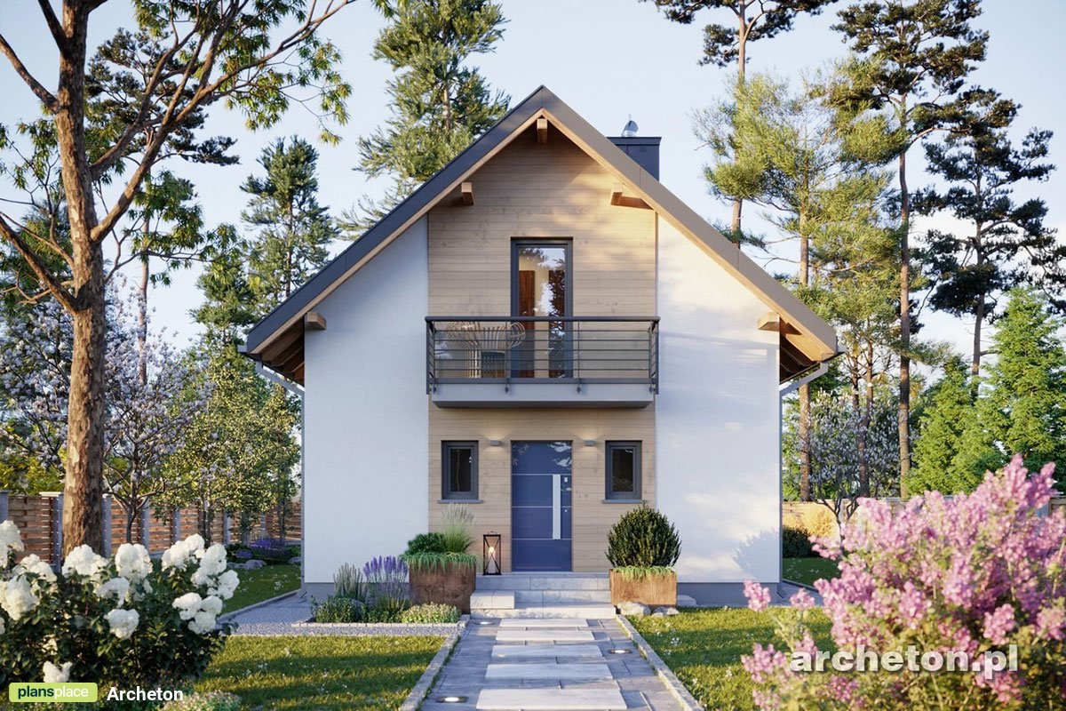 Namo projektas su mansarda 78 m²: 2 Miegamieji, 2 Vonios, Atvira virtuvė, be Garažo