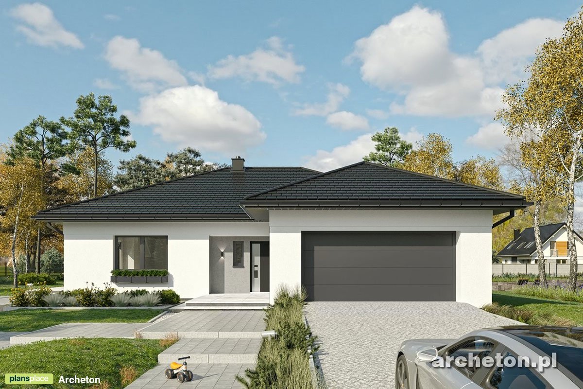 Vieno aukšto namo projektas 208 m²: 4 Miegamieji, 3 Vonios, Atvira virtuvė, Garažas