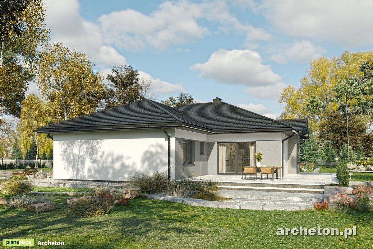 Vieno aukšto namo projektas 208 m²: 4 Miegamieji, 3 Vonios, Atvira virtuvė, Garažas