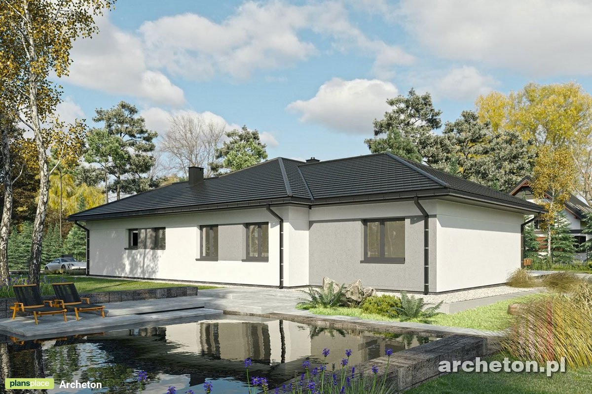 Vieno aukšto namo projektas 208 m²: 4 Miegamieji, 3 Vonios, Atvira virtuvė, Garažas