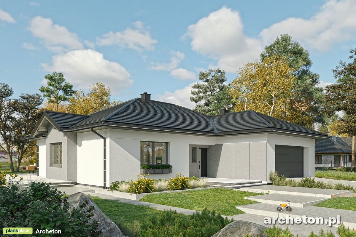 Vieno aukšto namo projektas 208 m²: 4 Miegamieji, 3 Vonios, Atvira virtuvė, Garažas