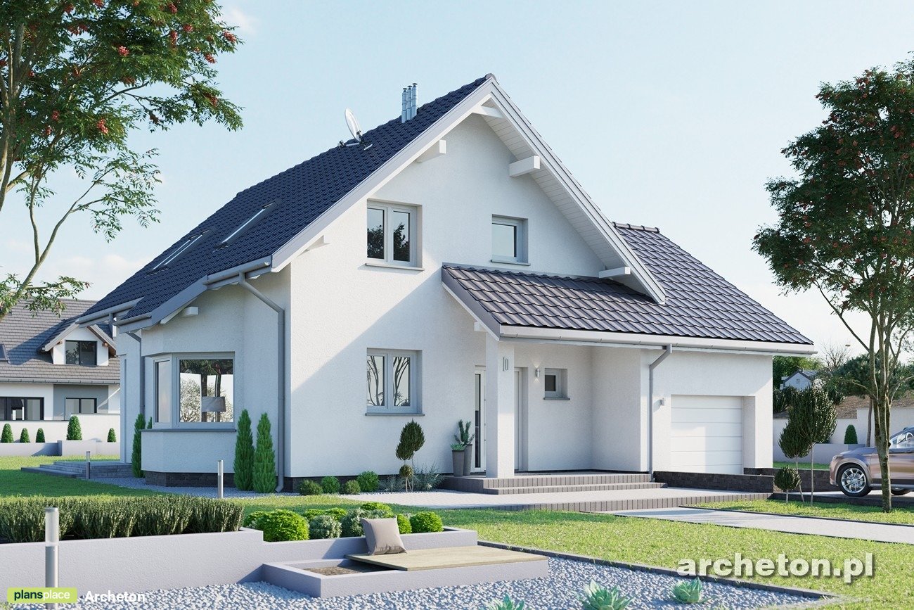 Namo projektas su mansarda 174 m²: 4 Miegamieji, 2 Vonios, Garažas