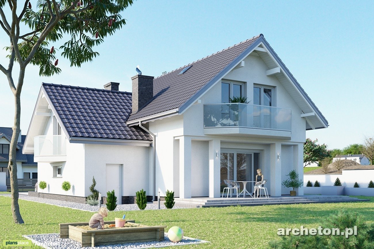 Namo projektas su mansarda 174 m²: 4 Miegamieji, 2 Vonios, Garažas