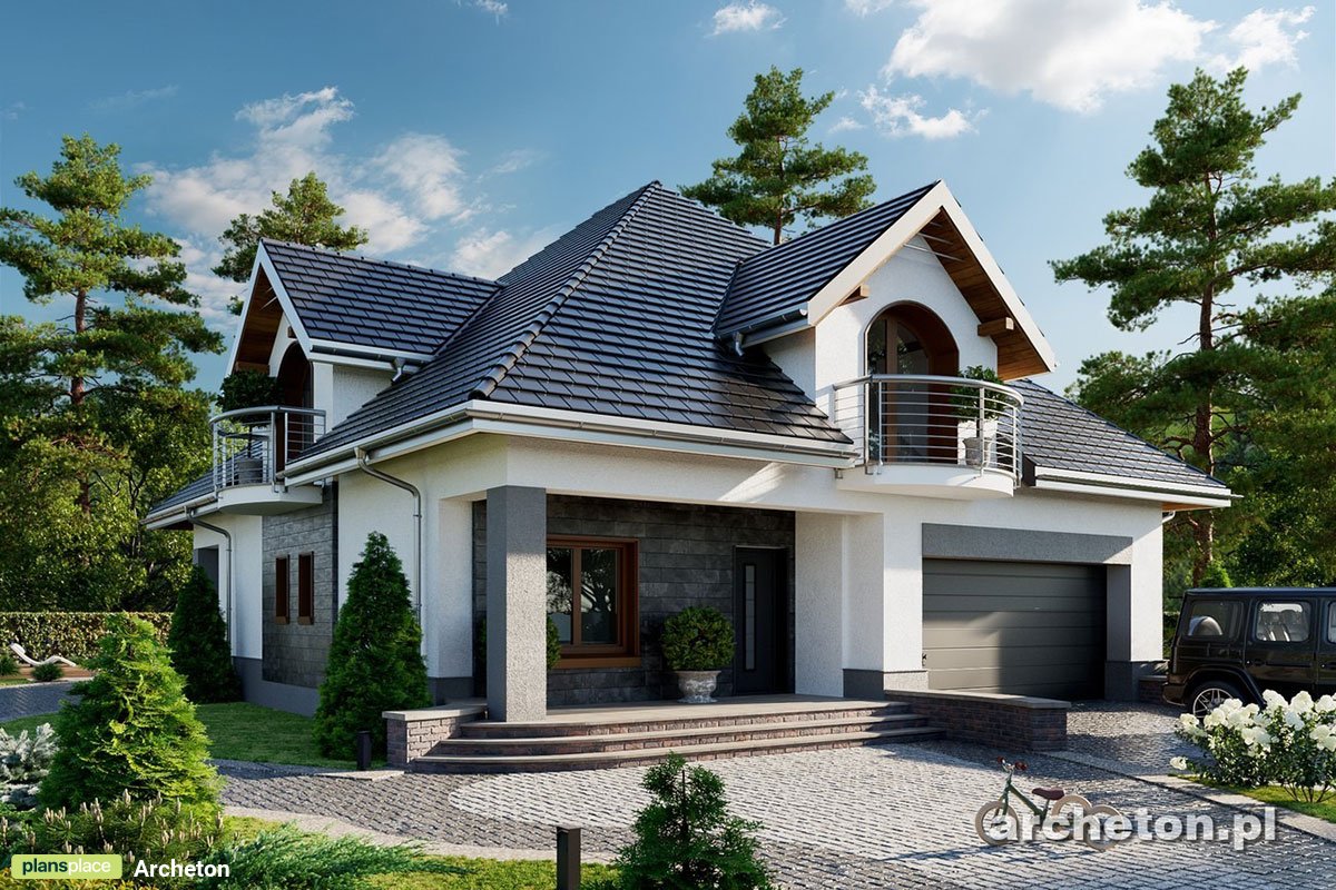 Namo projektas su mansarda 271 m²: 4 Miegamieji, 2 Vonios, Atvira virtuvė, Garažas